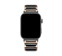 Ceramic+Metal Strap for Huawei Watch Fit 3/4/5 Stainless steel Wristband for Huawei Watch Fit5 Pro Replaceable Bracelet(Rose gold black,For fit 4)