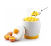 Ceramic Microwave Egg Cooker & Egg Maker, 4-Egg Capacity, Fast Scrambled Eggs, Non-Stick Interior, Cool-Touch Lid, 14 × 10 cm