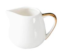 Ceramic Milk Jug with Gold Tracing Elegant Creamer Pitcher for Coffee, Honey, Sauces - Drip-Free Spout, Handcrafted Design