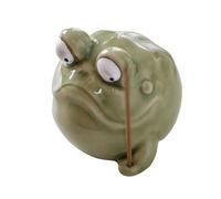 Ceramic Miniature Frog Incense Stick Holder Green Animal Statue with Big Eyes for Home Decoration and Meditation Space Meditation Accessories