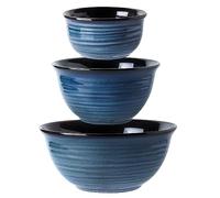 Ceramic Mixing Bowls, Tikooere Serving Bowls Set of 3 for Kitchen, Large Nesting Bowls for Cooking,Baking, Versatile Serving Dishes for Space Storage, 2.1/1.0/0.5 Qt, Dishwasher & Microwave Safe, Blue