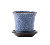 Ceramic Modern Cracked Glaze Succulent Planter Pot With Drainage Hole And Saucer 6 Inch Round Flower Plant Pot For Indoor Outdoor Herb Snake Plants (Blue),Blue