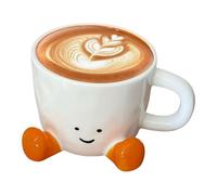 Ceramic Mug | 300-400 Ml Striped Pattern | Hand Shaped Coffee Cup with Feet Cute Afternoon Tea Latte Art Vessel Design Gift Kitchen Office Home Use