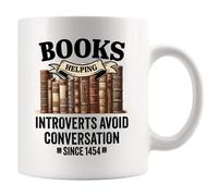 Ceramic Mug Books Helping Introverts Avoid Conversation Since 330Ml | Ceramic Mug Anti-Slip Premium Handcrafted Ceramic Cup For Office Work Wedding Ceramics Coffee Mugs