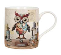 Ceramic Mug Bug Art Scrap Bird Owl Art 350Ml Coffee Cup Steampunk Vintage Gift