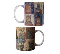 Ceramic Mug Medieval Cats Art Drinking Cup Ergonomic Handle Teas Milk Cup for Daily Coffee and Teas Gift Mug for Woman