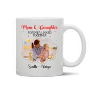 Ceramic Mug Mom & Daughters Forever Linked Together Coffee Mug 330Ml | Ceramic Mug Thickened Premium Bone China Mugs For Work Daily Wedding Ceramics Cup