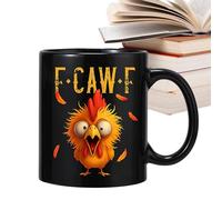 Ceramic Mug - Personalised with Your Text Cockerel Chicken Hen, Ceramic Water Drinkware, Farm Watercolour Art Coloured Ceramics Mug Cup Gift | Chicken Lover & Presents for Women & Men | Women Me