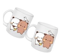 Ceramic Mug | Playing Together Printed Coffee Mug | Creative and Funny Ceramic Cup Comfortable to Hold and Drink for Tea Latte Cappuccino