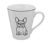 Ceramic Mug with French Bulldog Design, White and Black