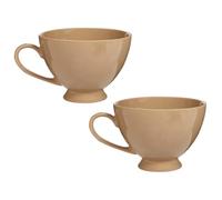Ceramic Mugs Set of 2 Dishwasher Safe Stoneware Crockery Footed Coffee Cups Tea Mugs Dining Breakfast Set 600ml/20oz (Cream)