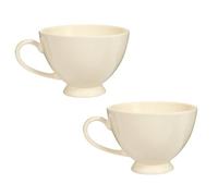 Ceramic Mugs Set of 2 Dishwasher Safe Stoneware Crockery Footed Coffee Cups Tea Mugs Dining Breakfast Set 600ml/20oz (White)