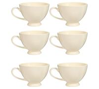Ceramic Mugs Set of 6 Dishwasher Safe Stoneware Crockery Footed Coffee Cups Tea Mugs Dining Breakfast Set 600ml/20oz (White)