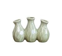 Ceramic Multi Bottle Bud Vase 19x12.5x7cm Crackle Glaze Mini Flower Stem Modern Decor Art (Green)