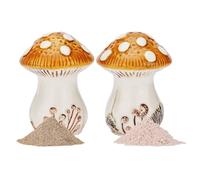 Ceramic Mushroom Salt and Pepper Shakers Set - Whimsical Kitchen Decor, Hand-Painted Spice Containers for Table and Countertop