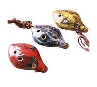 Ceramic Musical Instrument Craft Six Hole Mini Ocarina With Tutorial Portable(Red)