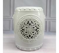 Ceramic Natural Tone Green Garden Stool, Glazed Simple Decorative Ceramic Garden Stool Chinese Drum Craft, Fresh Household Ornament for Living Room Balcony Indoor Garden Decoration (C)