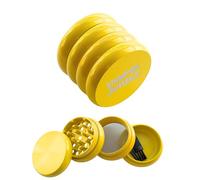 Ceramic Non-Stick Cloud Wavy Yellow Grinder 4 Part Metal Herb Grinder for Spices with Pollen Scraper and Micron Screen 55mm