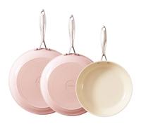 Ceramic Non Stick Frying Pan Set, UUKRAVE Induction Frying Pan, 20cm 24cm 28cm Ceramic Pan for Cooking with Stainless Handle, PFAS/PTFE/PFOA-Free, 8" 9.5" 11" Skillet Set, Oven Safe Max to 250°C, Pink