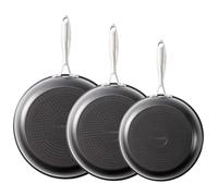 Ceramic Non Stick Frying Pan Set, UUKRAVE Nontoxic Frying Pan, 20cm 24cm 28cm Ceramic Pan for Cooking with Stay Cool Handle, 8" 9.5" 11" Skillet Set, PFAS/PTFE/PFOA-Free, Oven Safe Max to 250°C, Black