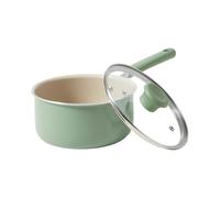 Ceramic Nonstick Saucepan with Lid,16cm Small Cooking Pot, Non Toxic Sauce Pans for Kitchen, Cool Handle PFAS Free Compatible with All Cooktops, White