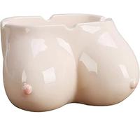 Ceramic Novelty Ashtray 11cm - Sculptural Body Design Smoking Ash Tray with Multiple Cigarette Rests - Gloss Glazed Tabletop Ashtray for Home Bar Lounge Man Cave Décor (JR1392)