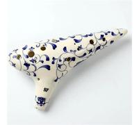 Ceramic Ocarina 12 Hole Classic Celadon Flower Pattern Alto AC/G/SF/SG/SC Tones Chinese Handmade Tao Music Instrument(SF Tone)