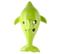 ceramic ocarina, Creative Cartoon Dolphin-shaped Ceramic Ocarina 6 Hole Alto C, Gifts For Little Boys/girls(Green)