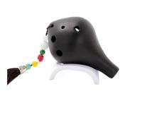 Ceramic Ocarina Instruments, 6-Hole Alto C Tone Pottery Xun Ocarina Black Beginner Instrument With Hanging Rope(Style 3)