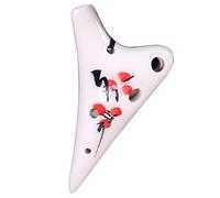 ceramic ocarina, Mini 6-hole Super High Tone F Clay Ocarina, Gifts For Boys/girls(White a)