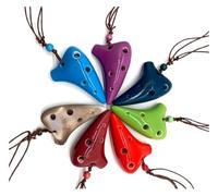 Ceramic Ocarina,Ocarina Alto C, 6 Holes Ceramic Ocarina Alto C Submarine Style Musical Instrument with Lanyard Music Score for Music Lover and Beginner(Purple)