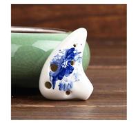 Ceramic Ocarina,Ocarina Alto C, 6 Holes Soprano D Key Ocarina Professional Music Ocarina Flute Folk Music Instrument(White)
