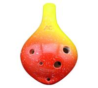 Ceramic Ocarina,Ocarina Alto C, Ceramic Ocarina Alto C Wine Bottle Style Musical Instrument with Lanyard Music Score for Music Lover and Learner(Yellow Red)