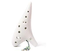 Ceramic Ocarina,Ocarina Alto C, Ice Crack Ocarina 12 Tones Ceramic Alto C Flute Musical Instruments for Beginner Music Lovers Gifts(White)
