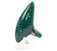 Ceramic Ocarina,Ocarina Alto C, Ocarina of 12 Tones Alto C with Song Book Display Stand Neck Cord Musical Instruments(Dark Green)