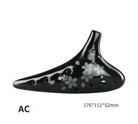 Ceramic Ocarina Ocarina Flute Ceramic Musical Instruments Of Time Crossbar Flute 12 Holes(B Black)