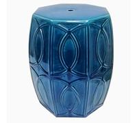 Ceramic Octagonal Garden Stool, Glazed Multi Use Drum Decorative Ceramic Garden Stool Classic, Modern, Practical, Makeup Room, Balcony, Patio Indoor & Outdoor Furniture Decoration (Blue)