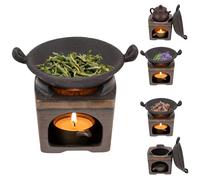 Ceramic Oil Burner,Cedar & Zen Burner Aromatherapy Stove Essential Oil Heating Candle Melting Herb Purification Teapot Warmer,Aroma Diffuser Decorative for Home Bedroom Office Relaxation (Style 2)
