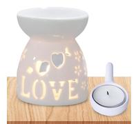 Ceramic Oil Burner for Aromatherapy - 50ml Hollow-Design Stove with 3 Patterns. A safe, efficient tea light-operated oIil diffuser creating a relaxing ambiance in your parlor