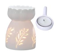 Ceramic Oil Burner - White Hollow Candle Holder, Cube Warmer, Elegant Design Fragrance Melter | Aromatherapy Accessory for Wedding Spa Home Relaxation Fragrance Diffuser