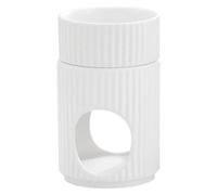 Ceramic Oil Diffuser with Ribbed Texture Double-layered Design Non Electric | Classic White Ceramic Material, Dual-use for Essential Oils and Wax Melts, for Meditation Spaces and Study Desks