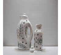 Ceramic Oil Dispenser Mini | Pack of 2 | White | 1000 ml+300ml