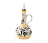 Ceramic Olive Oil Bottle - 700ml Hand Painted Portable Pottery, Compact Side Handle, Precision Pouring Control, Liquid Condiment Storage Function, Artisanal Kitchenware Accessory for Kitchen Home