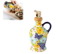 Ceramic Olive Oil Dispenser Bottle,600ml Hand Painted Olive Oil Bottle,Decorative Oil Dispenser Pot,Retro Storage Container with Spout for Oils,Sauces,Vinegar