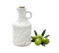 Ceramic Olive Oil Dispenser with Cork Stopper, 13.5 Oz Hand - crafted Reactive Glaze Texture Oil Pot, Leak - Proof Small Hole Spout for Kitchen, Ideal for Vinegar, Wine, Soy Sauce, Lemon Juice