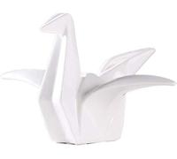 Ceramic Origami Crane Figurine Statue Handcrafted Crane Shaped Statue for Home Decor Ornament - White, S