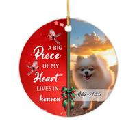 Ceramic Ornament 7.3CM, A Big Piece Of My Heart Lives In Heaven Ceramic Hanging Unique Christmas Tree Decoration Keepsake Christmas Baubles For Holiday Family Party