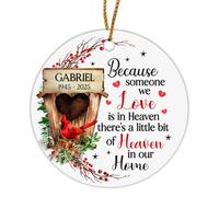 Ceramic Ornament 7.3CM, Because Some We Love Is In Heaven Ceramic Hanging Keepsake Christmas Baubles Unique Ceramics Xmas Ornament For Family Home Decor Holiday
