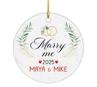 Ceramic Ornament 7.3CM, Marry Me Ceramic Hanging Unique Christmas Tree Decoration Funny Ceramics Xmas Ornament For Home Decor Party Family