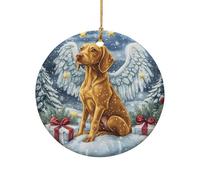 Ceramic Ornament Angel Vizsla Dog Art Christmas Hanging Decorations Printing Christmas Tree Ornaments For Children Family Party